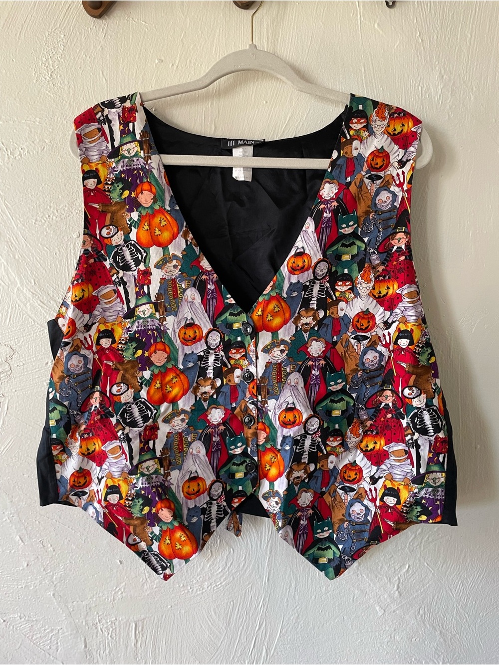 Vintage 90s Halloween Pattern Novelty Vest “111 Main”